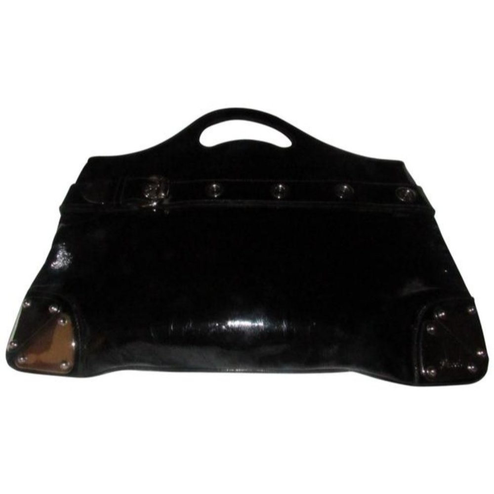 gucci top handle punch top blackchrome patent leat